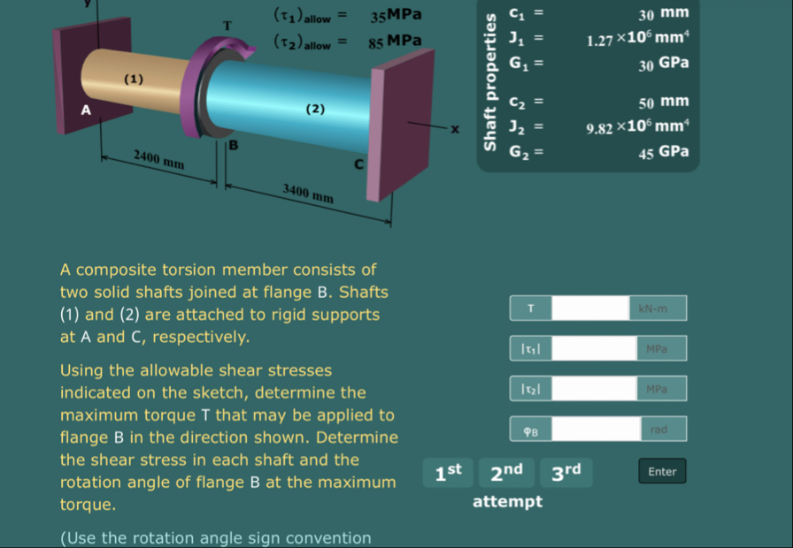 Solved A composite torsion member consists of two solid | Chegg.com