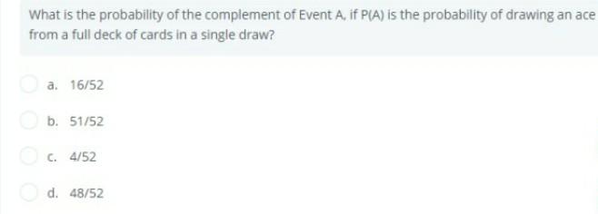 Solved What is the probability of the complement of Event A | Chegg.com