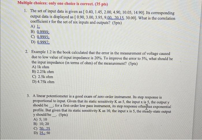 Solved Multiple choices: only one choice is correct. (35 | Chegg.com