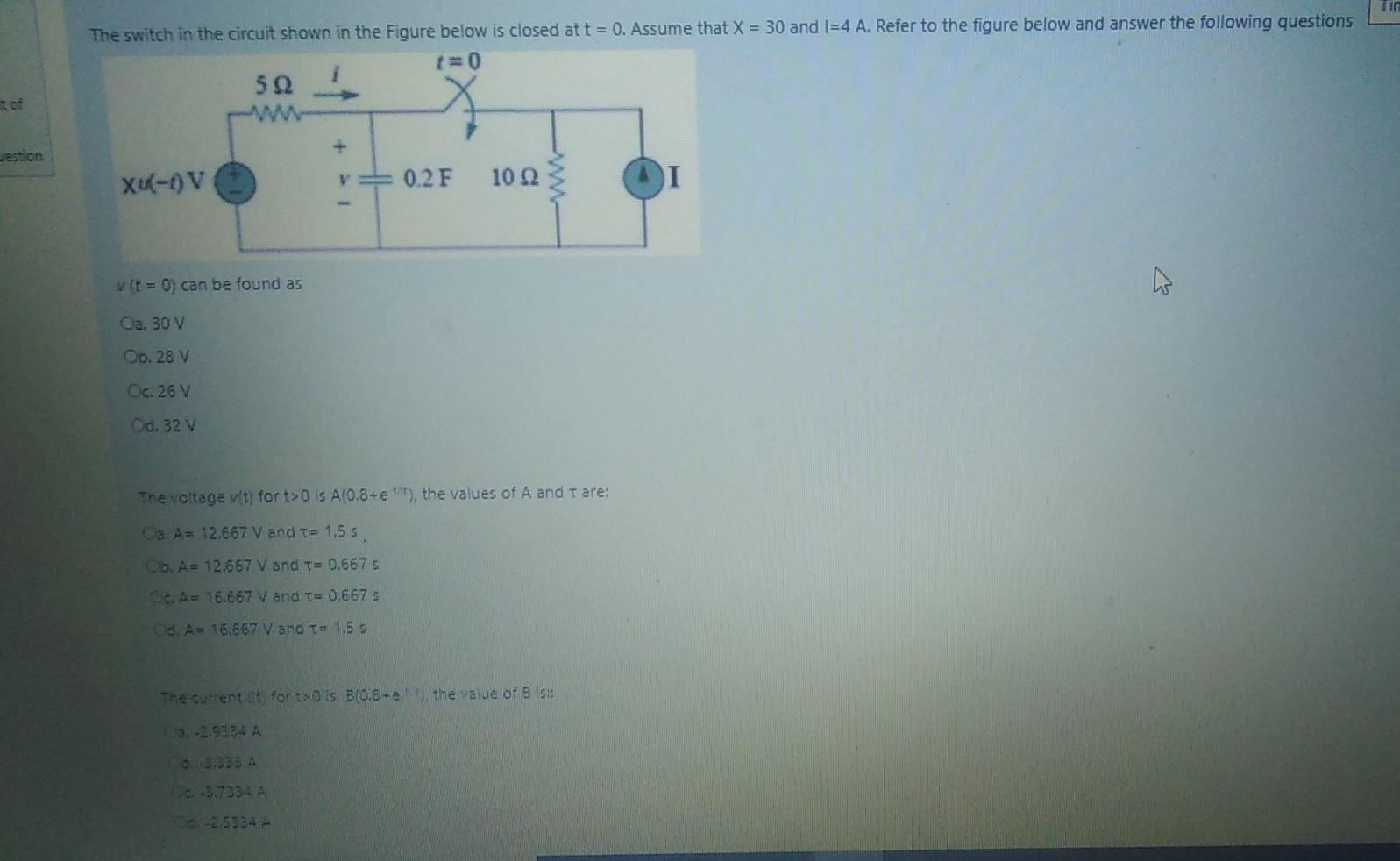 Solved The switch in the circuit shown in the Figure below | Chegg.com
