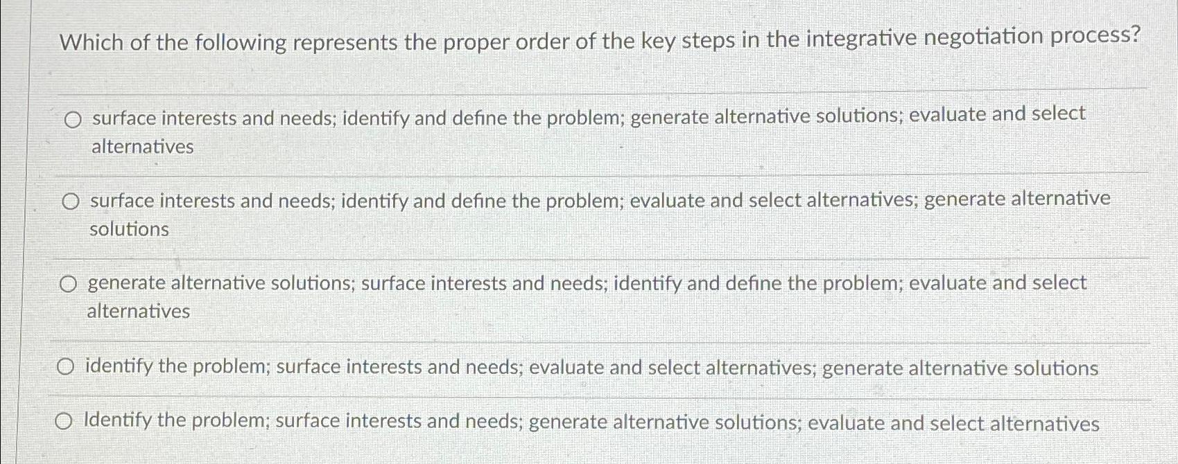 Solved Which Of The Following Represents The Proper Order Of Chegg Com