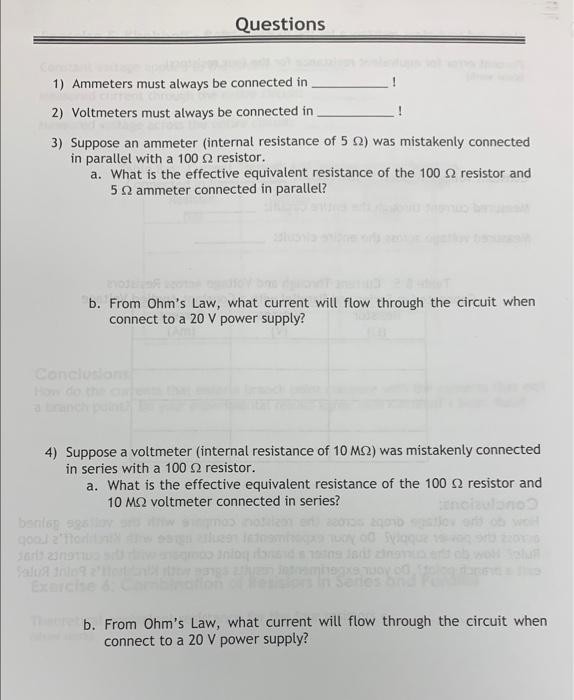 Solved Questions 1) Ammeters must always be connected in 1