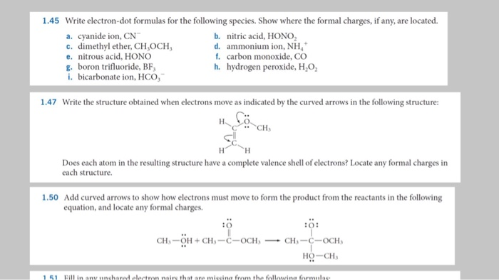 Solved 1 45 Write Electron Dot Formulas For The Following Chegg Com