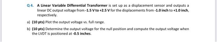 Solved Q 4. A Linear Variable Differential Transformer is | Chegg.com