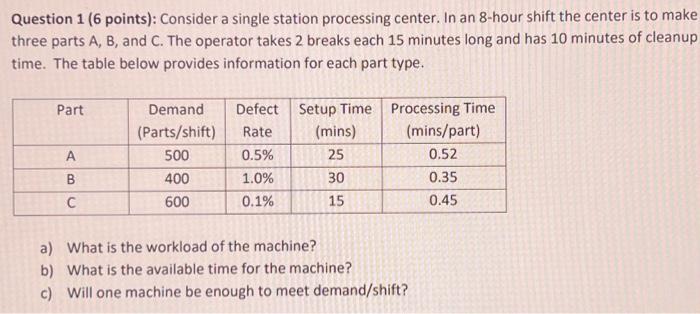 Solved Question 1 ( 6 points): Consider a single station | Chegg.com
