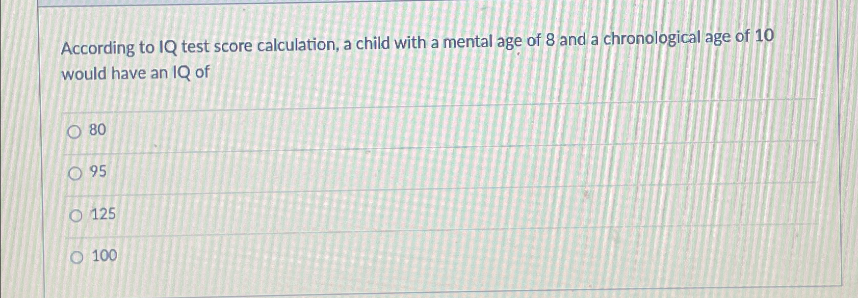 Solved According to IQ test score calculation, a child with | Chegg.com
