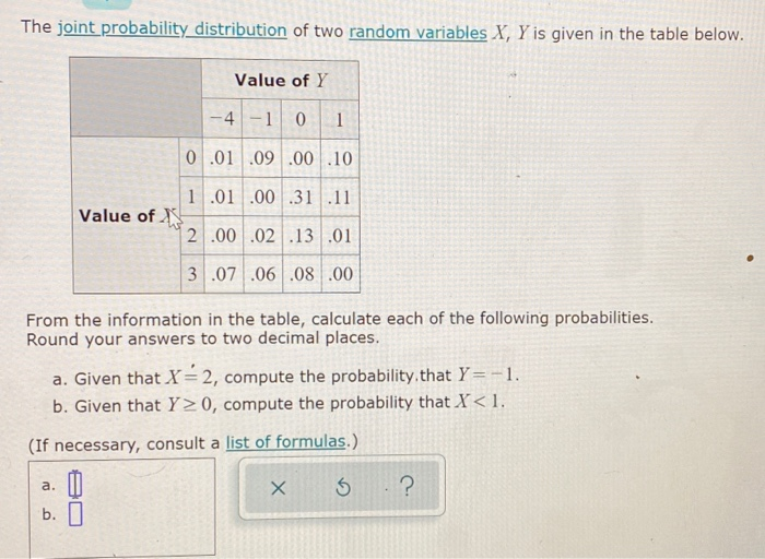 Solved The joint probability distribution of two random | Chegg.com