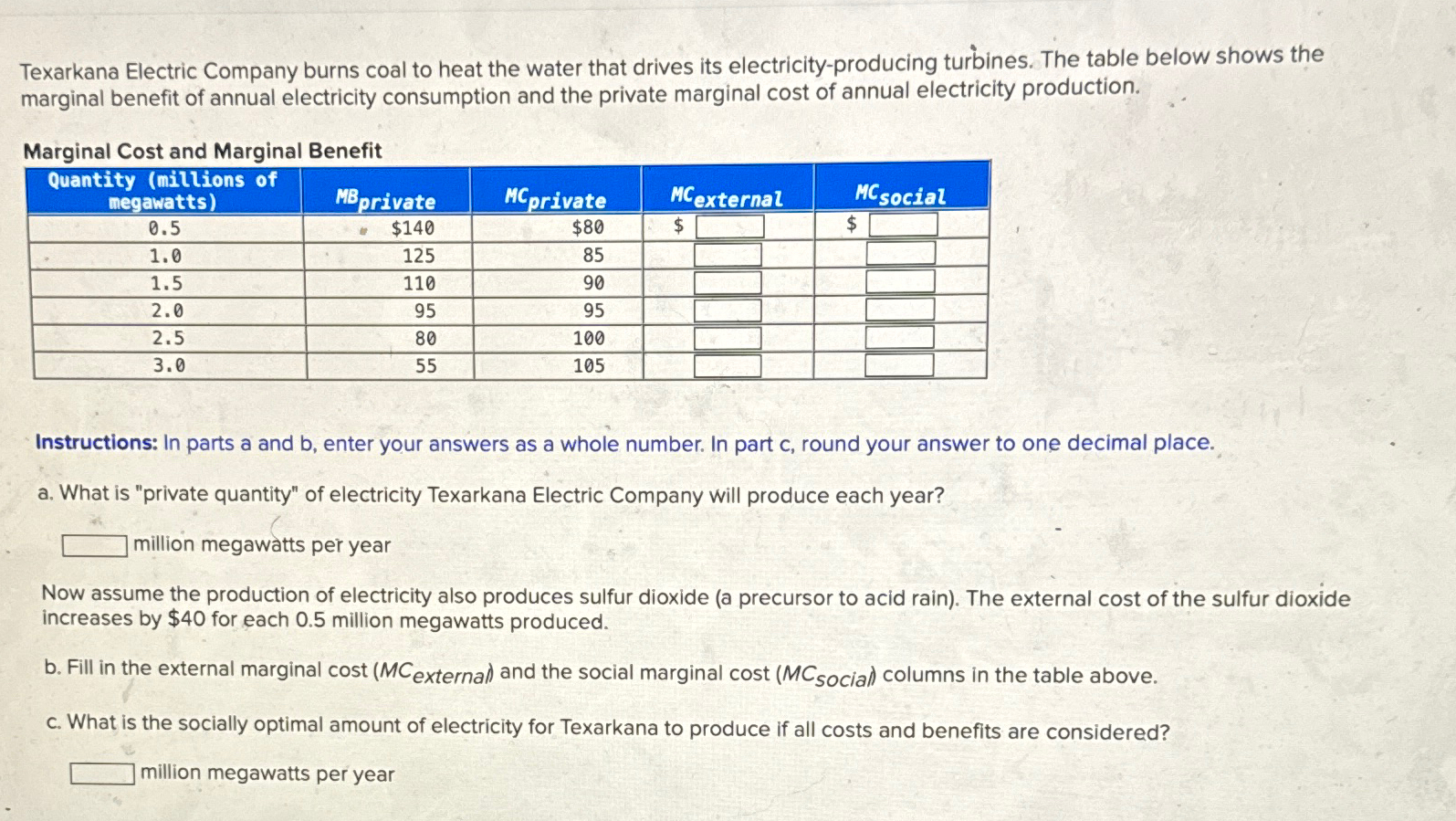 Solved Texarkana Electric Company burns coal to heat the