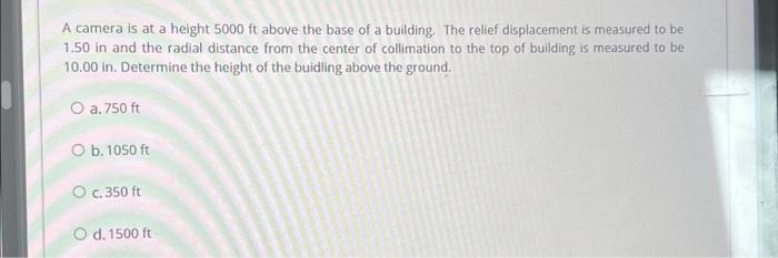 Solved A camera is at a height 5000 ft above the base of a | Chegg.com