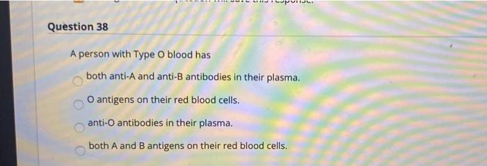 Solved MUL. Question 38 A person with Type O blood has both | Chegg.com