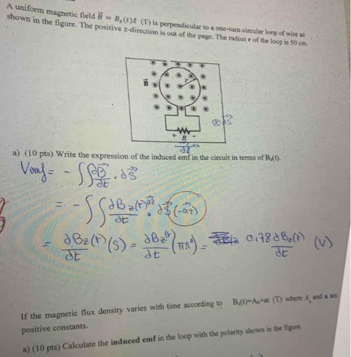 Solved A Uniform Magnetic Field B B-(0)2 (T) Is | Chegg.com