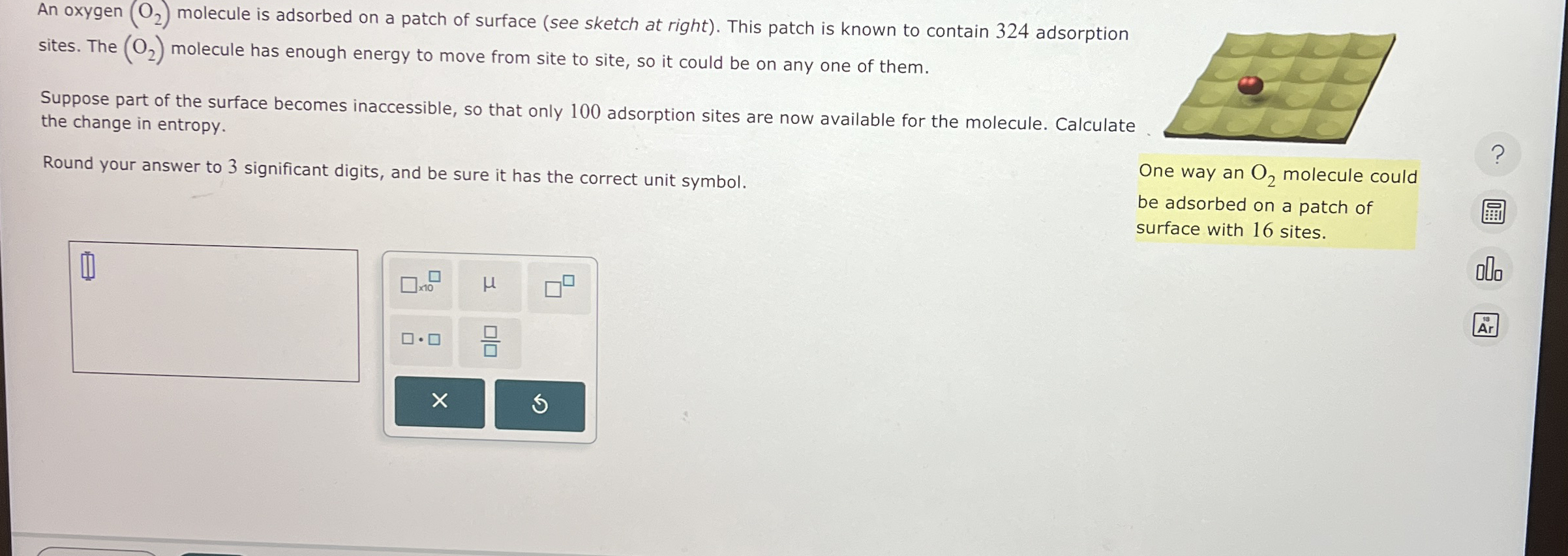 Solved An oxygen (O2) ﻿molecule is adsorbed on a patch of | Chegg.com