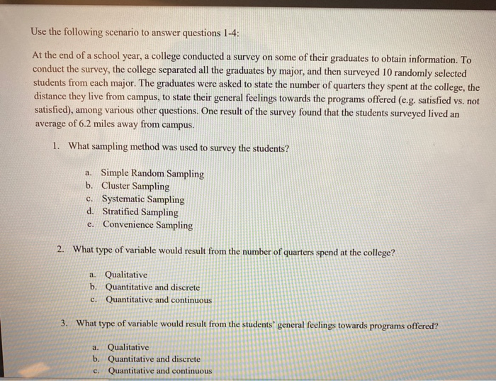 Solved Use The Following Scenario To Answer Questions 1-4: | Chegg.com