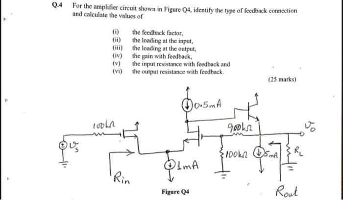 Solved Q.4 For the amplifier circuit shown in Figure Q4, | Chegg.com