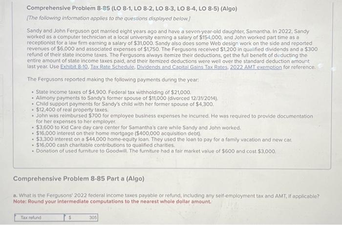 Solved Comprehensive Problem 8-85 (LO 8-1, LO 8-2, LO 8-3, | Chegg.com