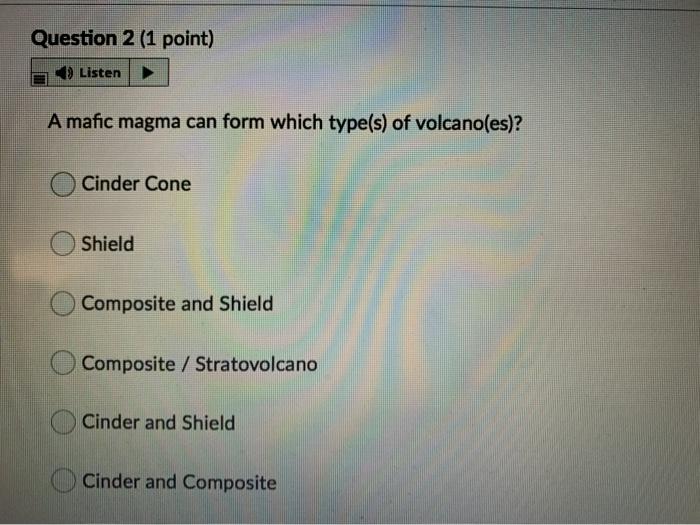 Solved Question 1 (1 point) Listen An intermediate magma can