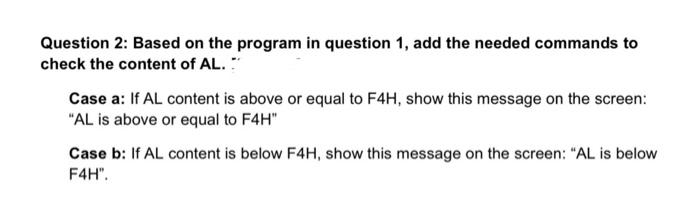 Solved Question 1: Write an assembly language program to do | Chegg.com