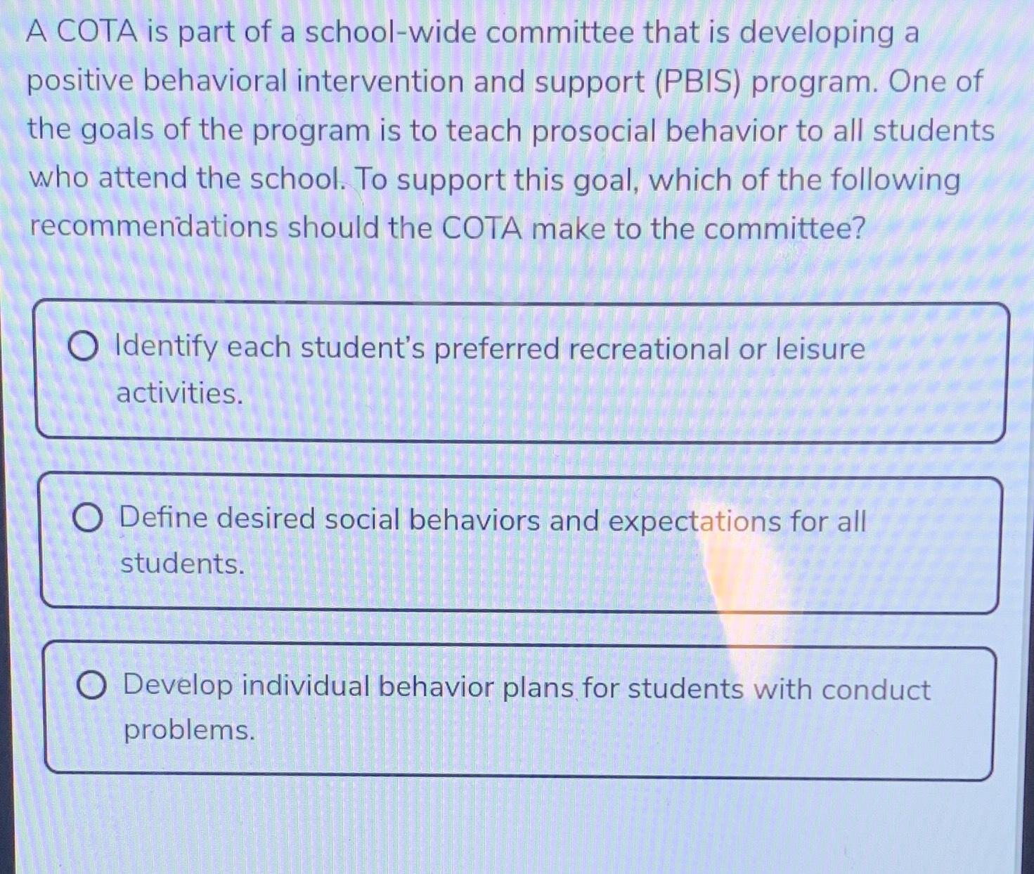 Solved A COTA is part of a schoolwide committee that is