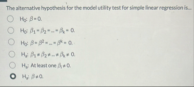 Solved The alternative hypothesis for the model utility test | Chegg.com