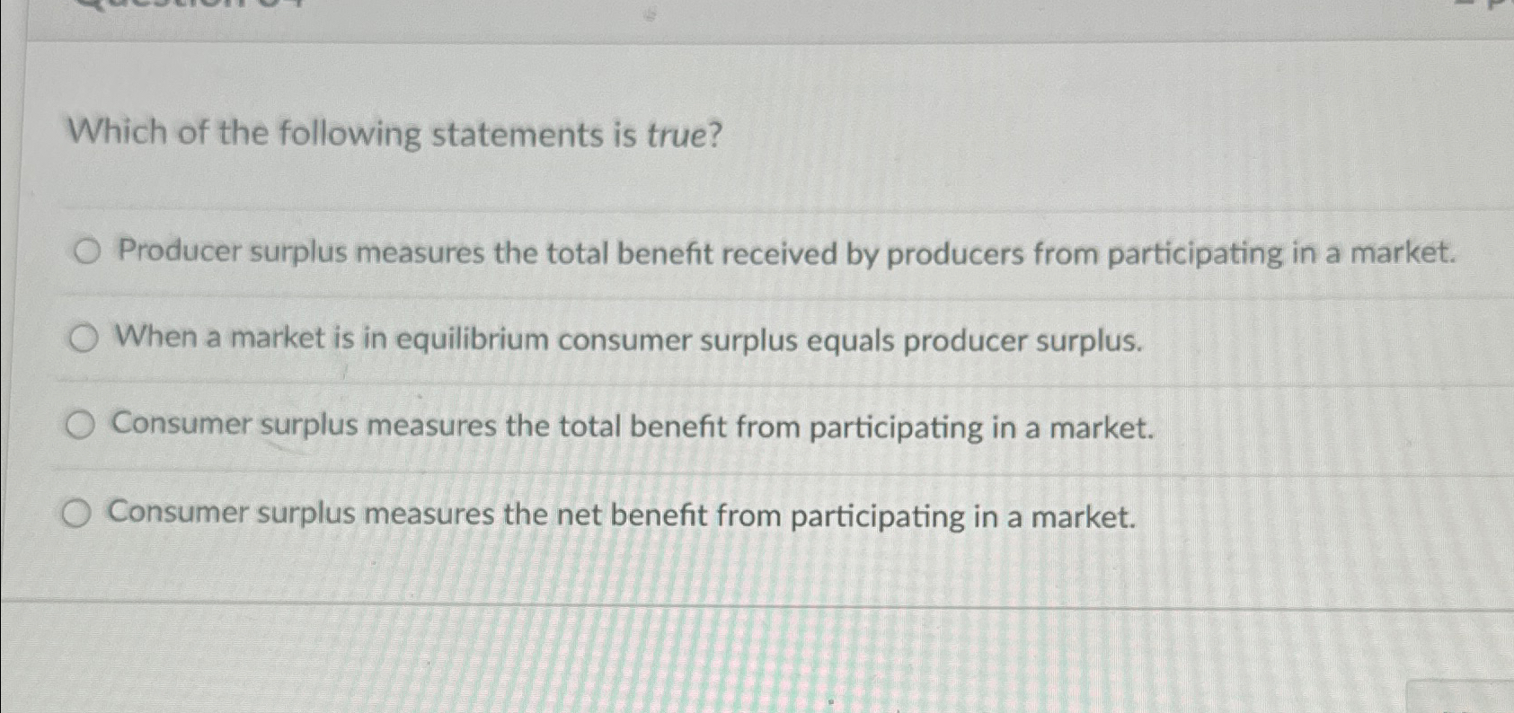 Solved Which Of The Following Statements Is True?Producer | Chegg.com