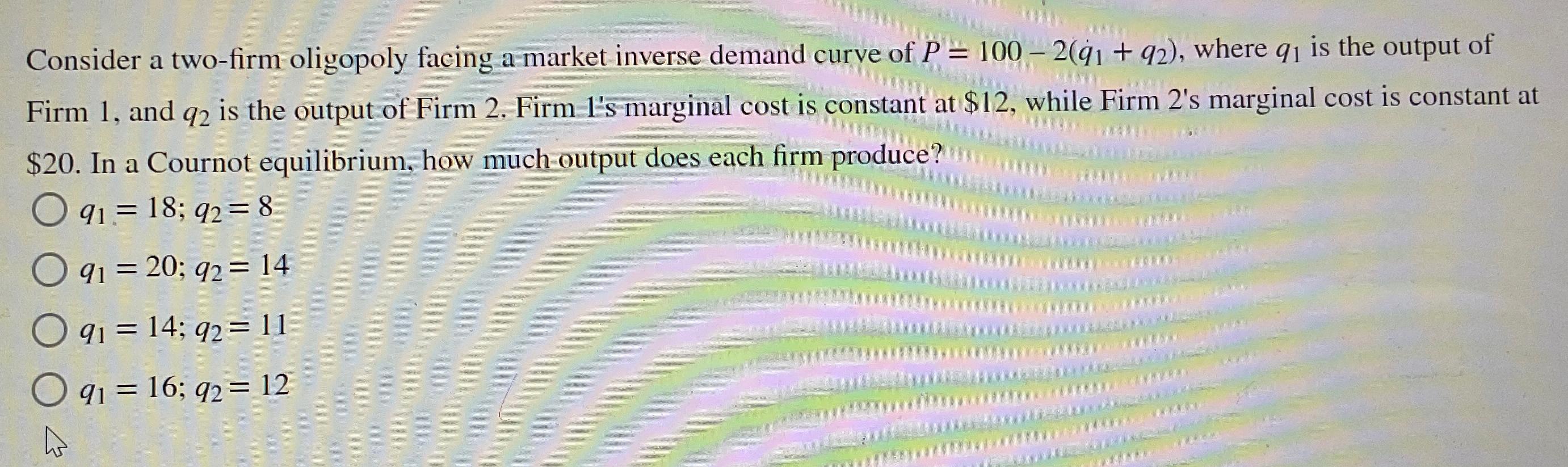 Solved Consider A Two-firm Oligopoly Facing A Market Inverse | Chegg.com