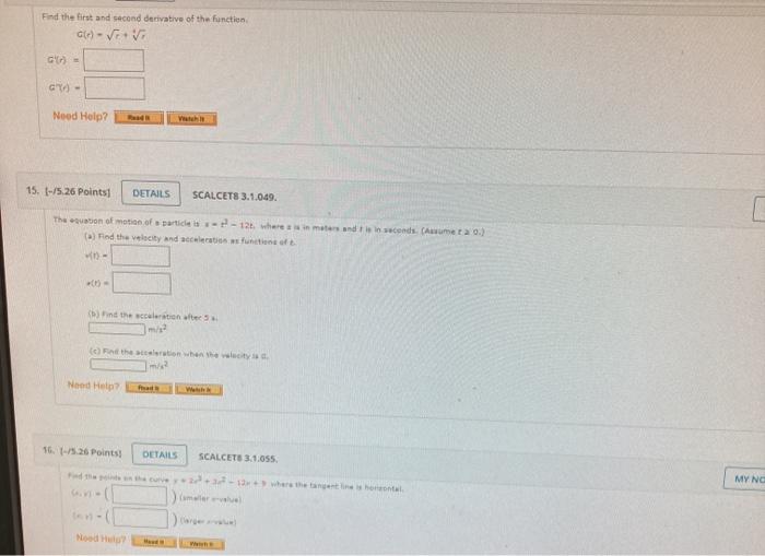 Solved Find the first and second derivative of the function | Chegg.com