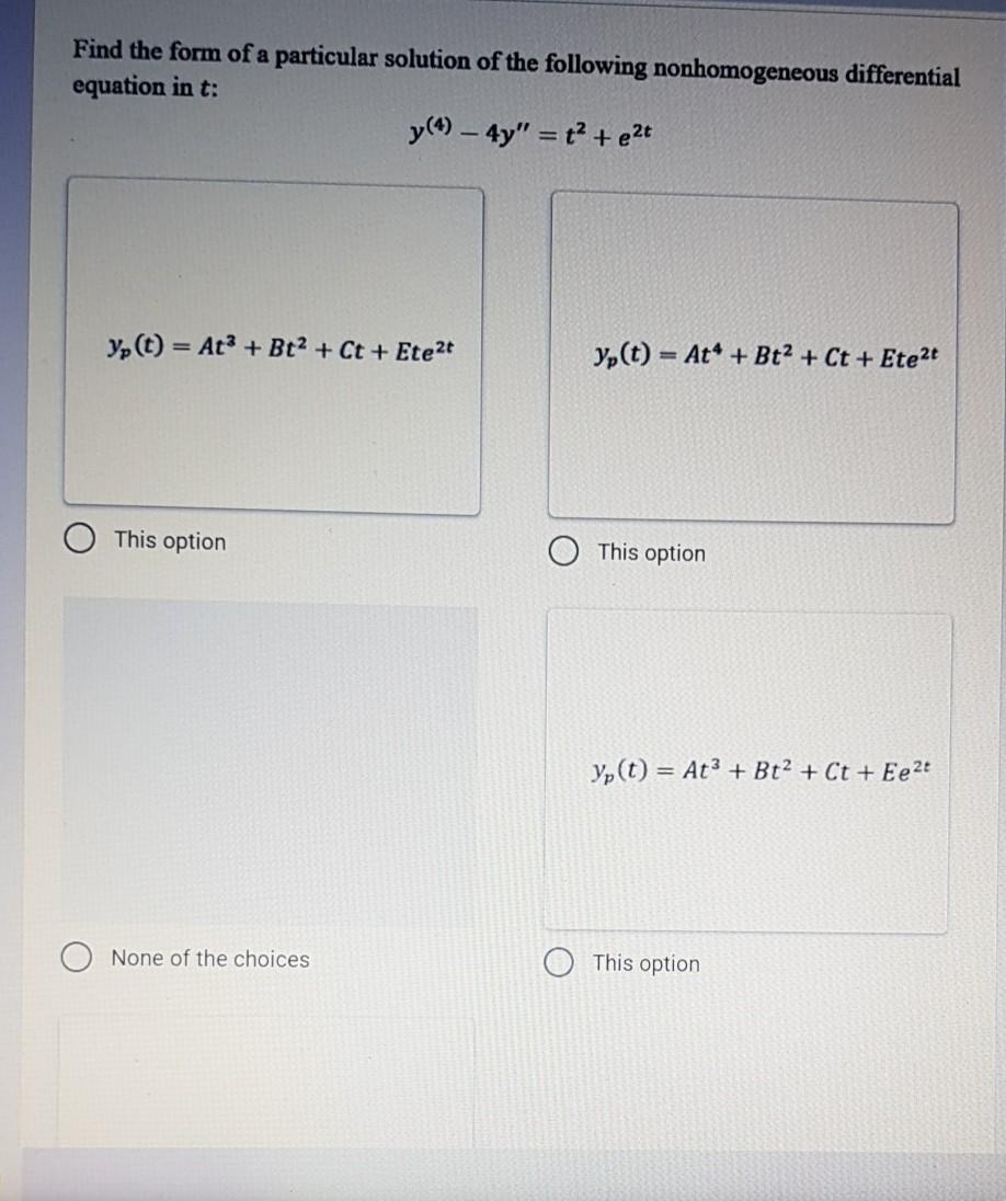 Solved Find the form of a particular solution of the | Chegg.com