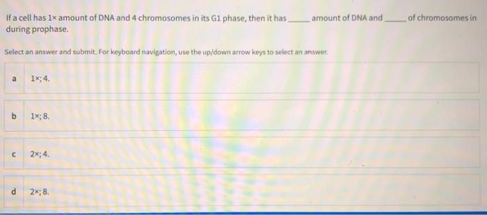 Solved of chromosomes in If a cell has 1x amount of DNA and | Chegg.com