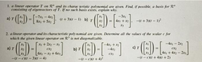 Solved Linear Algebra. Please answer all parts of both | Chegg.com