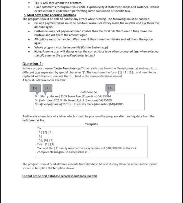 Solved Question-1 (Cashier System) 1. General Info In this | Chegg.com