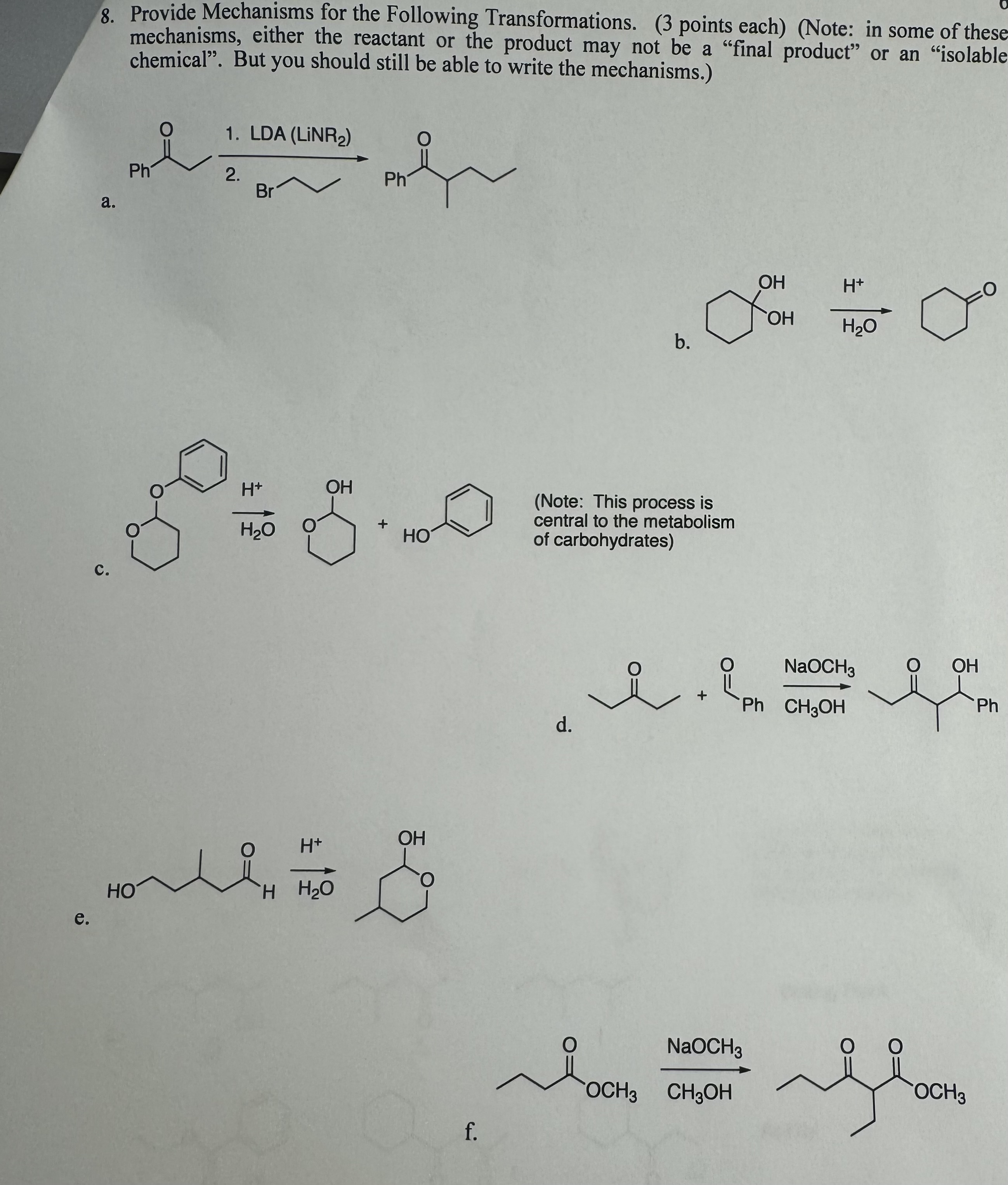 Solved Provide Mechanisms for the Following Transformations | Chegg.com