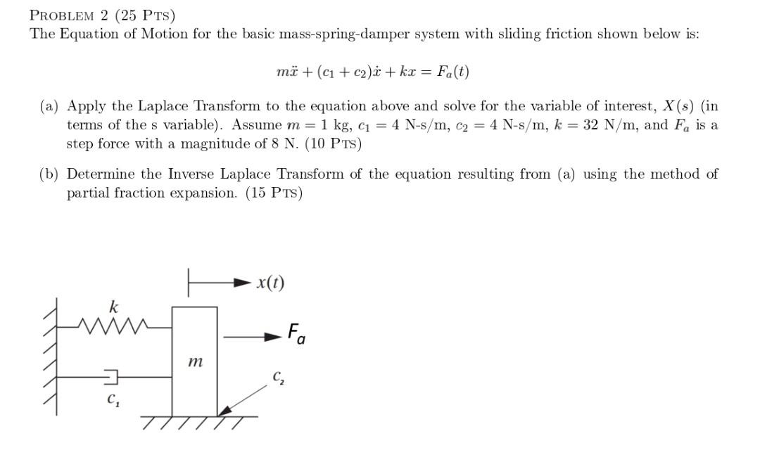 Solved PROBLEM 2 (25 PTS) The Equation of Motion for the | Chegg.com