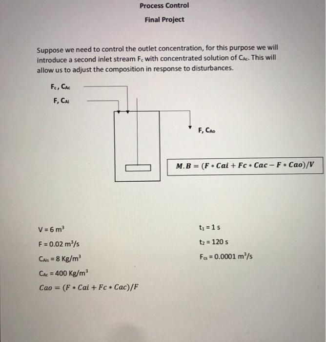 process control:constuct a matlab code and model the | Chegg.com
