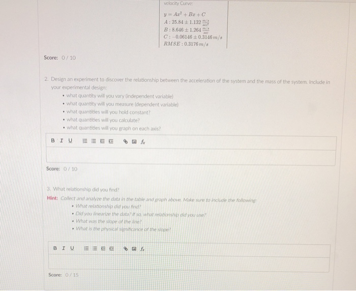 Solved velocity time o m/s variable sec variable 1 0 2 10 | Chegg.com
