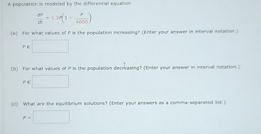 Solved A population is modeled by the differential | Chegg.com