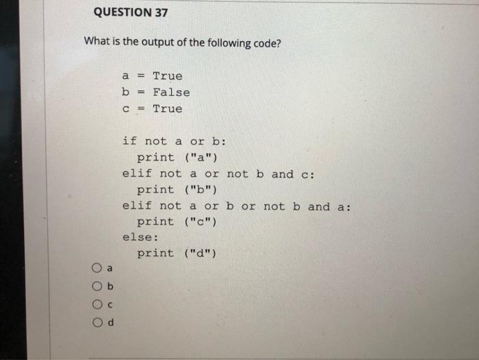 Solved QUESTION 36 How many time will the following python | Chegg.com