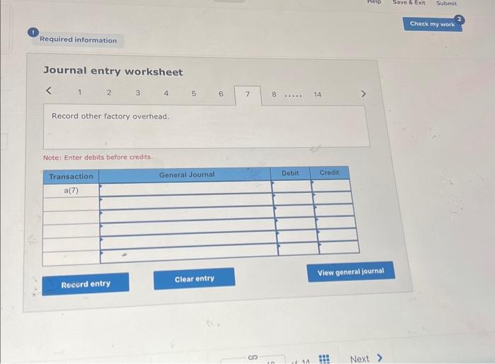 Solved Journal Entry Worksheet 1⋯⋯6 8 9 14 Record The Entry | Chegg.com