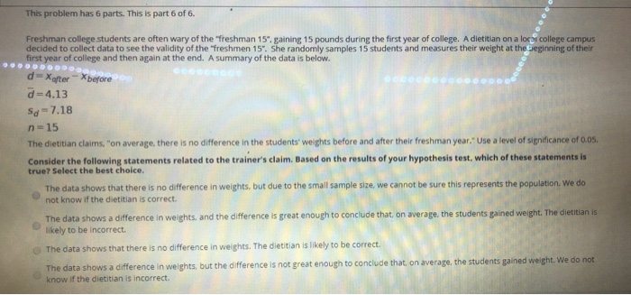 Solved This problem has 6 parts. This is part 2 of 6. | Chegg.com