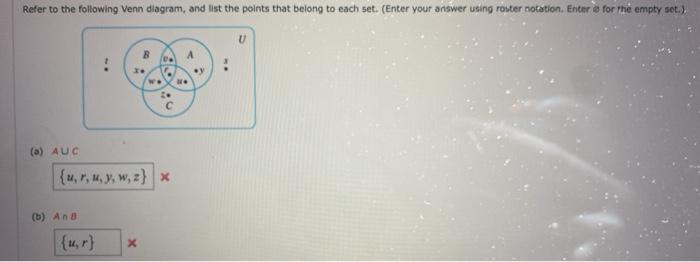 Solved Refer To The Following Venn Diagram And List The Chegg Com