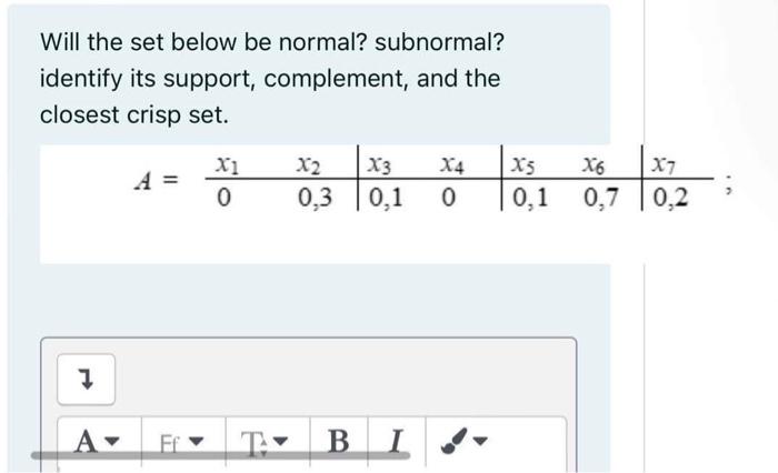 Solved Will the set below be normal? subnormal? identify its | Chegg.com