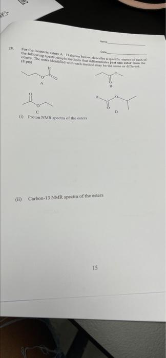 Solved For the sericester A- blow describe a persalis the | Chegg.com