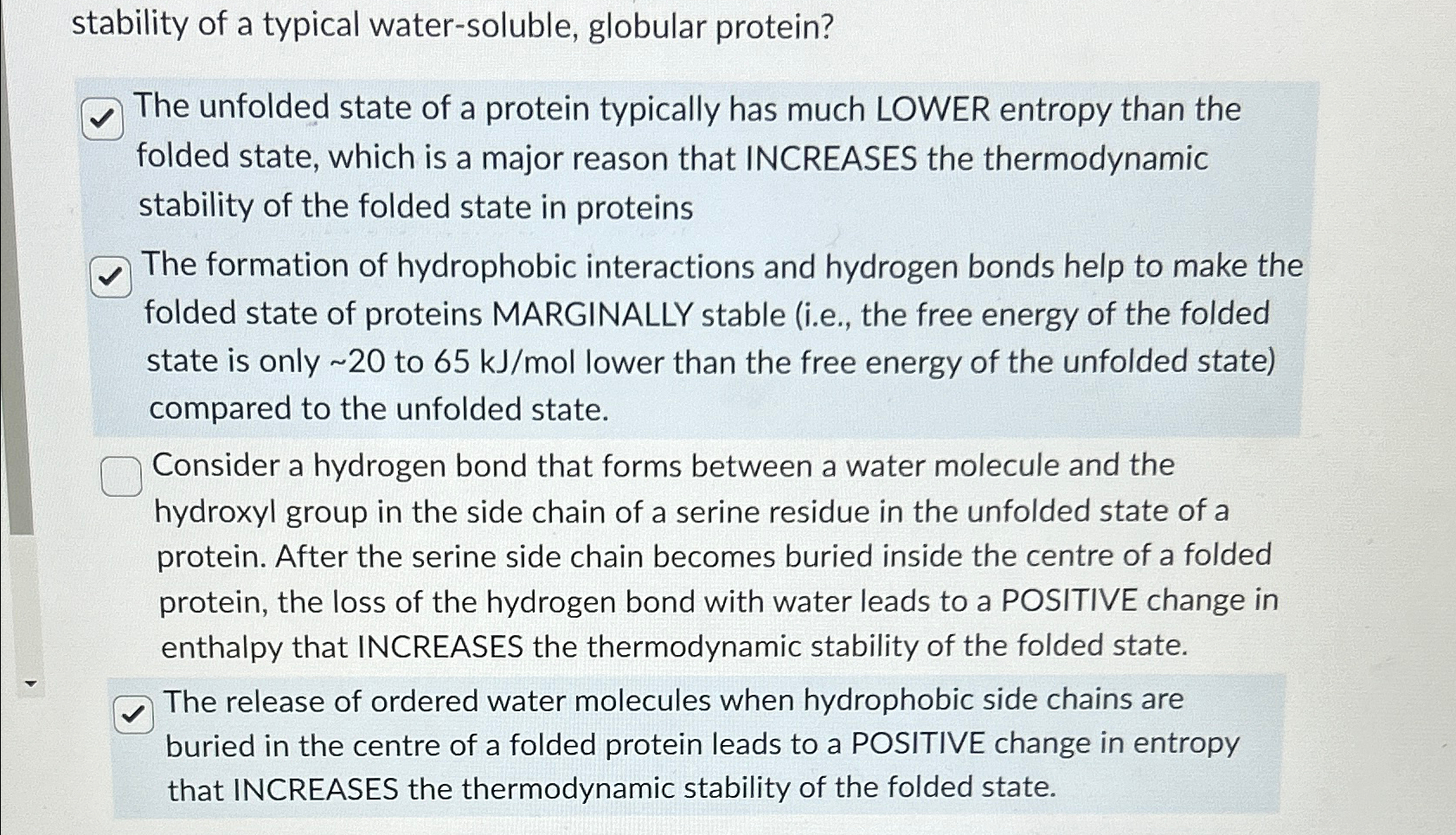 Solved stability of a typical water-soluble, globular | Chegg.com