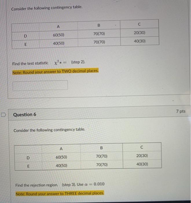 Solved Consider The Following Contingency Table. Find The | Chegg.com