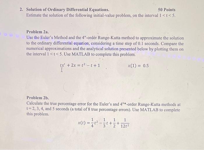 Solved 1. Numerical Integration and Differentiation. 50 | Chegg.com