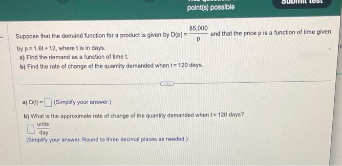 Solved Suppose that the demand function for a product is | Chegg.com