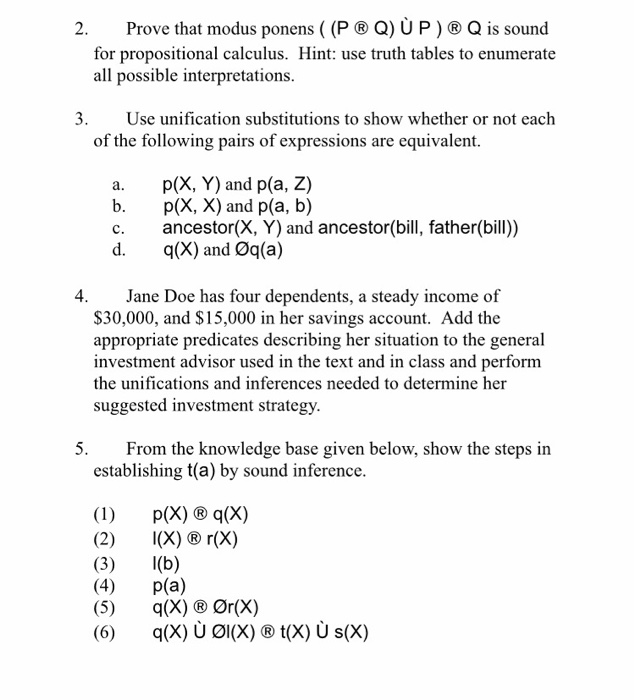 Solved 2 Prove That Modus Ponens P Q U P Q Is Soun Chegg Com