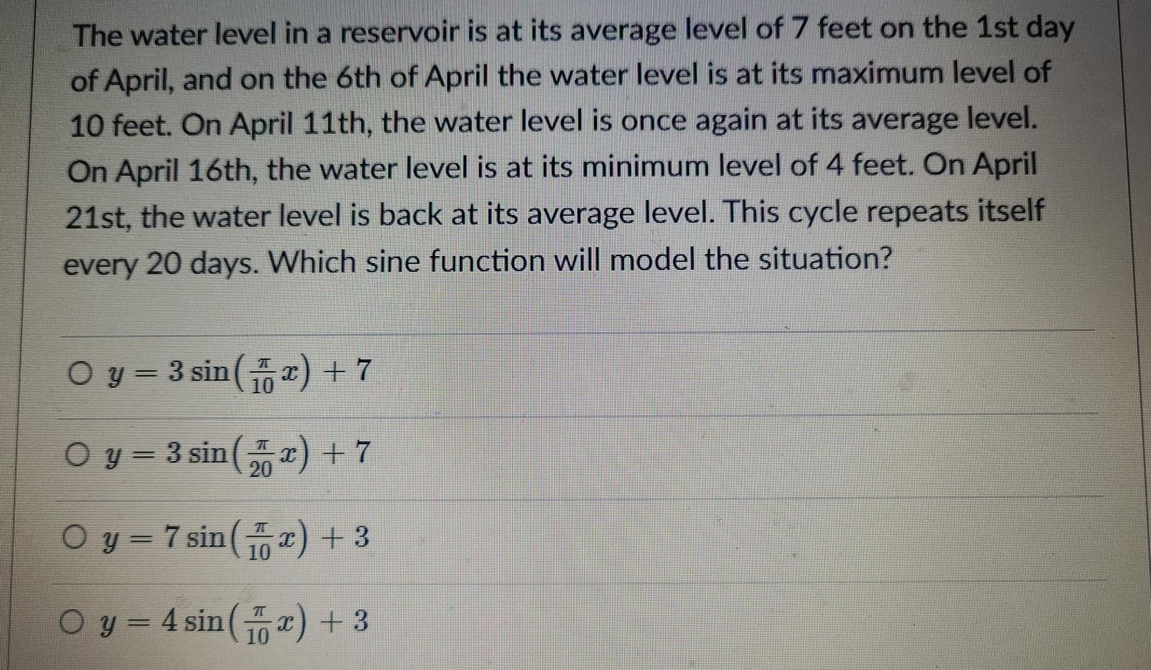 Solved The water level in a reservoir is at its average | Chegg.com