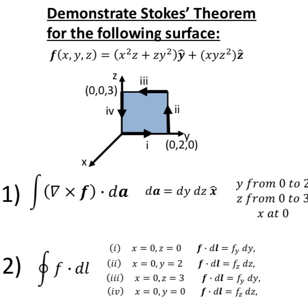 Solved Demonstrate Stokes Theorem For The Following Surf Chegg Com