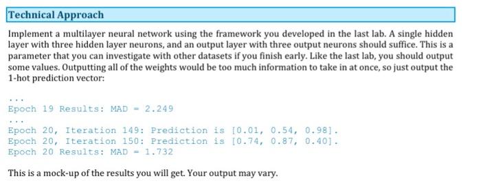 Implement a multilayer neural network using the | Chegg.com