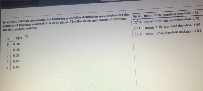 In A Pizza Takeout Restaurant The Following Chegg 